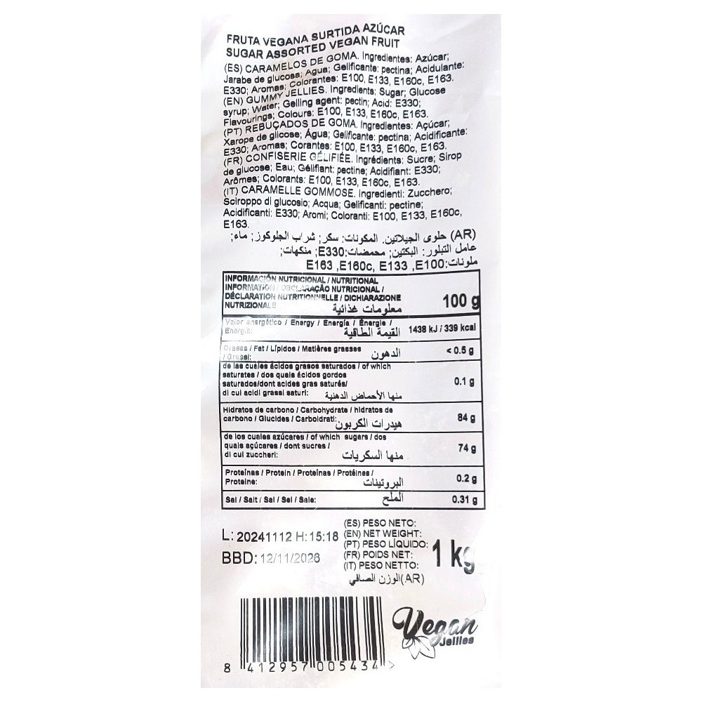 Caramelos de goma Burmar Fruta vegana surtida azúcar 1kg. - Imagen 6