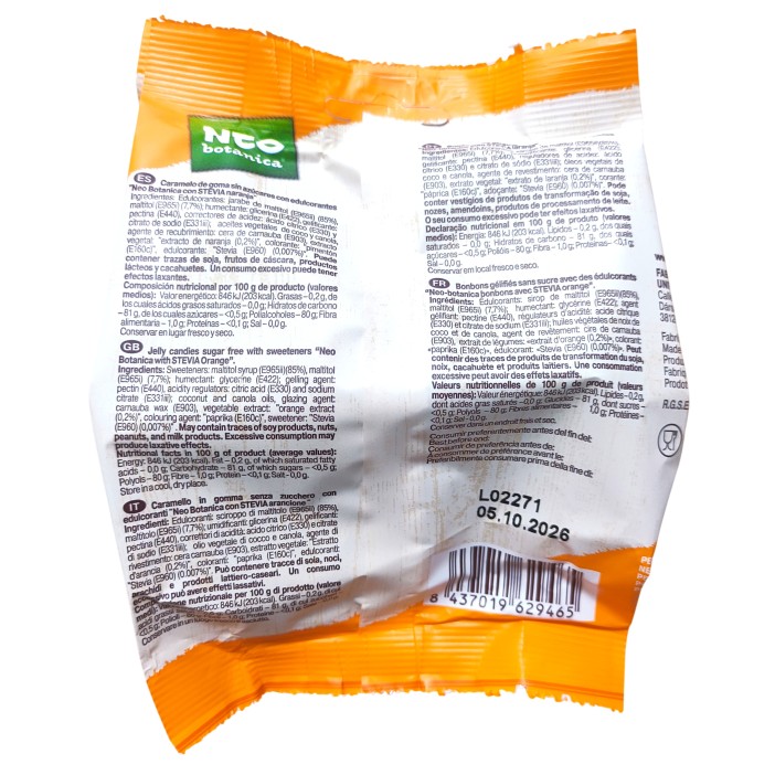 Caramelos NEO Botanica sin azúcar sabor Naranja 72gr. - Imagen 3