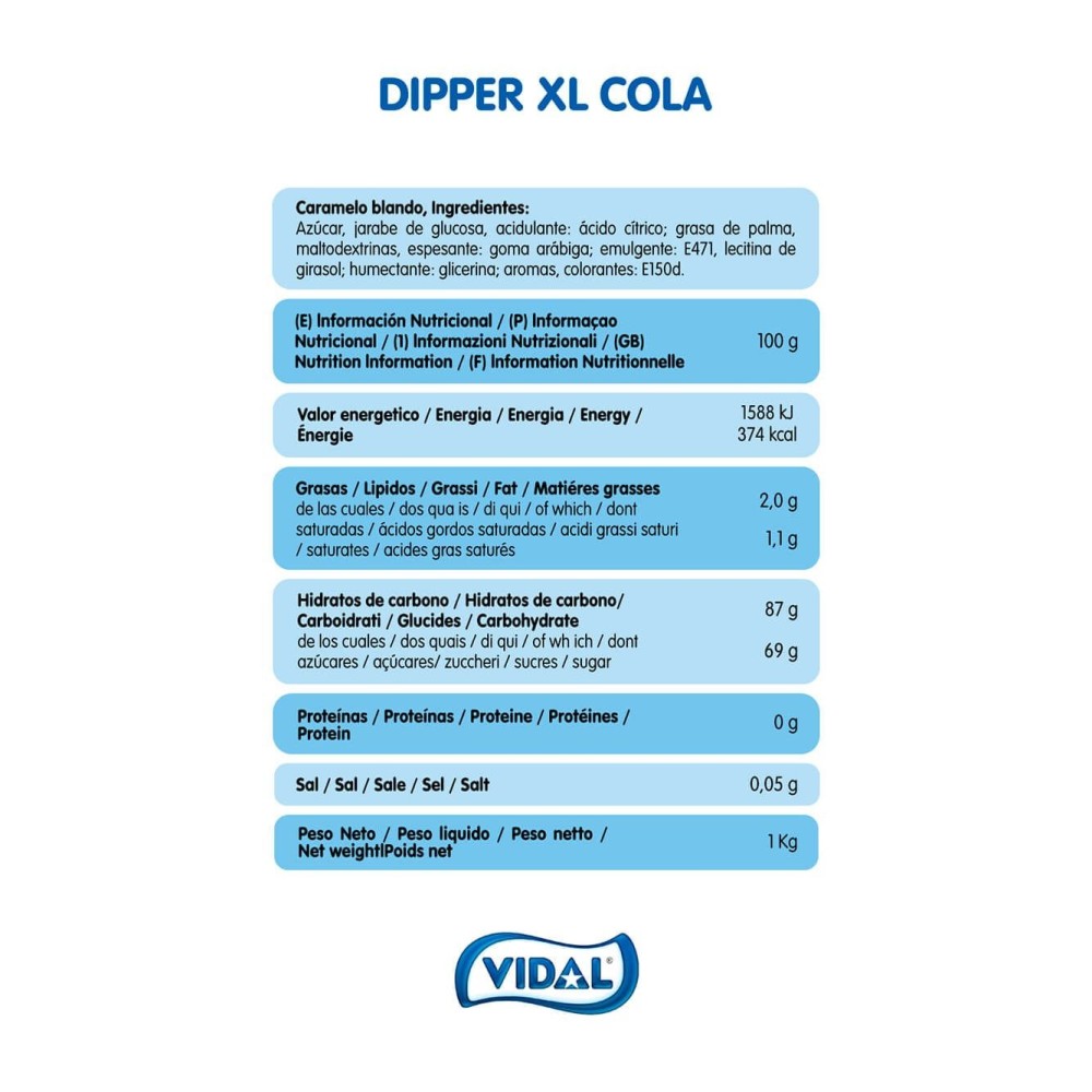 Vidal Dipper XL Caramelo masticable sabor a COLA 100u. - Imagen 8