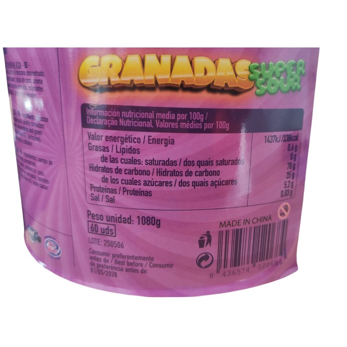 Golosinas rellenas Crazzys Granadas ácidas 60u. - Imagen 3
