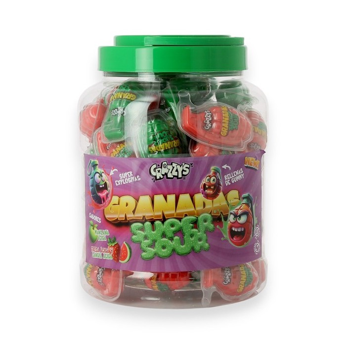 Golosinas rellenas Crazzys Granadas ácidas 60u.
