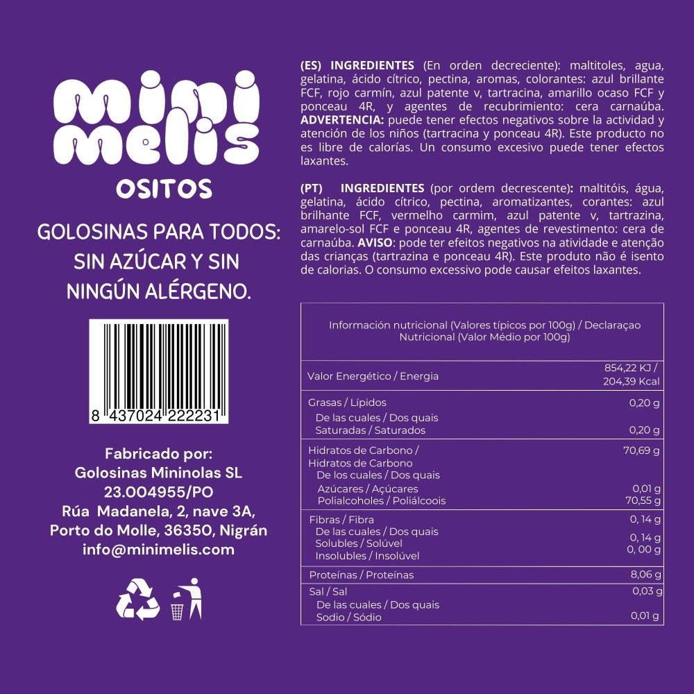 Golosinas sin azúcar Minimelis Ositos brillo bolsita 60gr. - Imagen 5