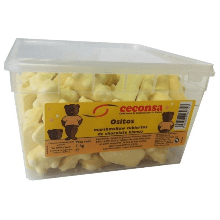 Cesonsa Ositos de esponja cubiertos de chocolate blanco 1kg.
